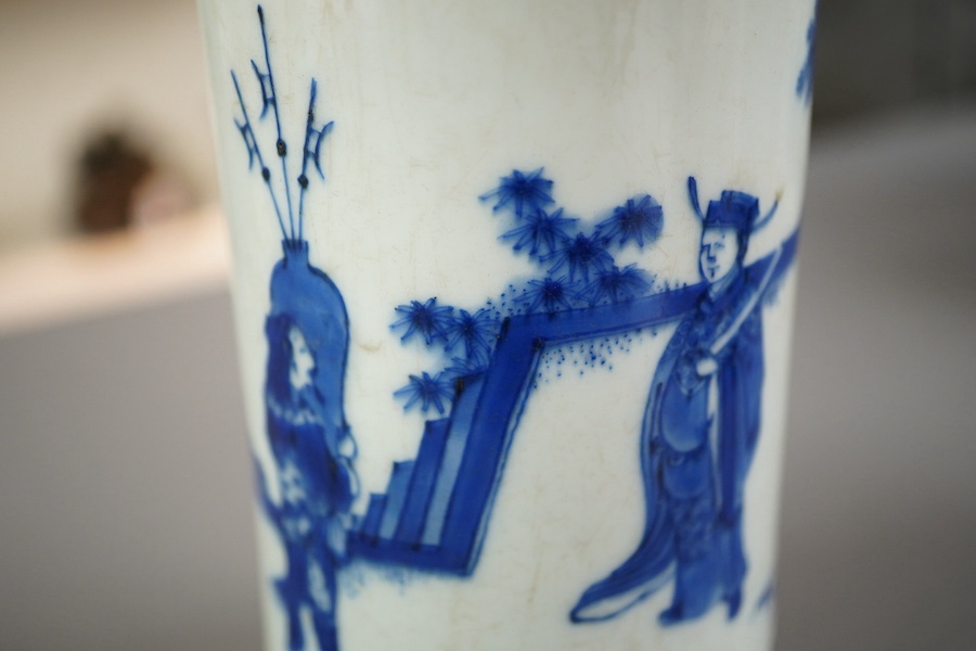 A Chinese Transitional blue and white brushpot, bitong, Chongzhen period (1627-44)